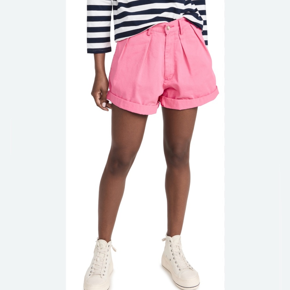 New Denimist Blair Double Pleated Shorts in Pink Size 24